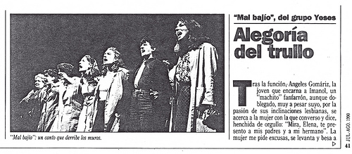 Representación de "Mal Bajío" con las Yeses en Julio de 1990